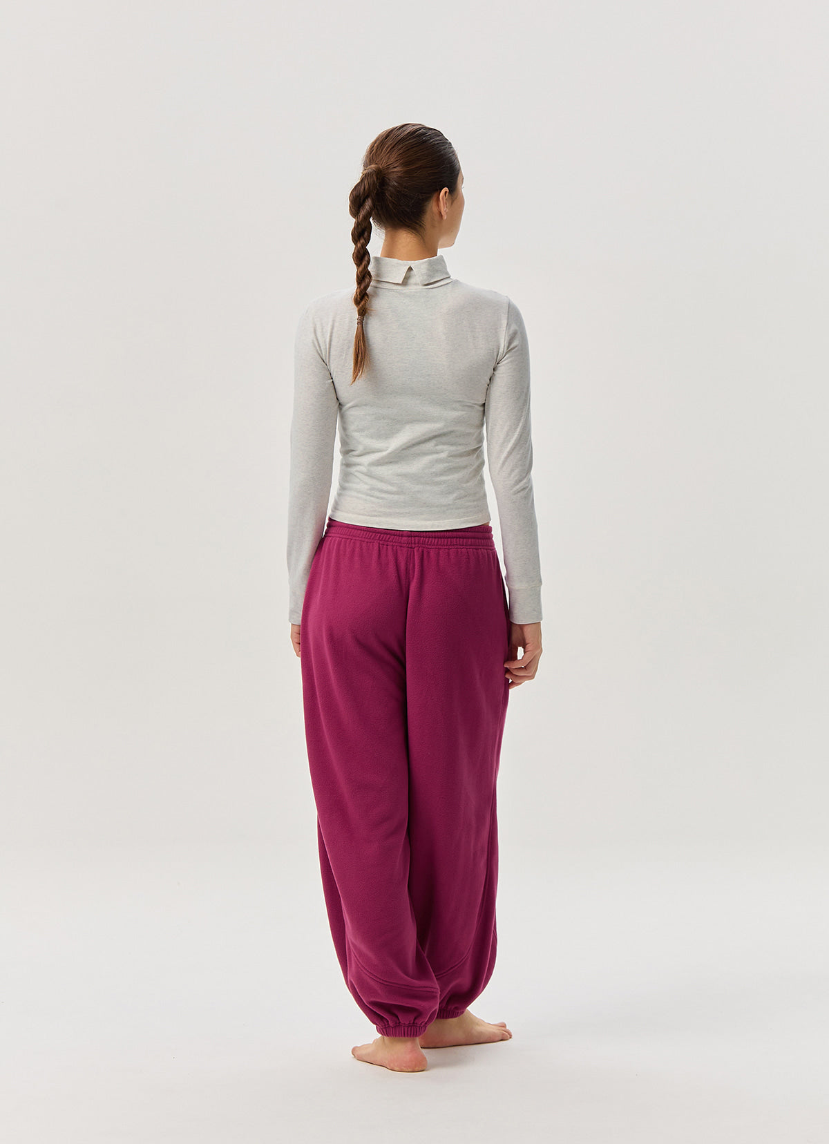 Diagonal jogger pants (Fleece ver.) (Unisex)_Raspberry Radiance