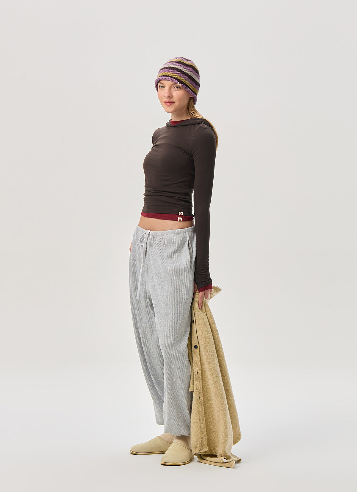 Rib jogger pants #3_Melange Grey