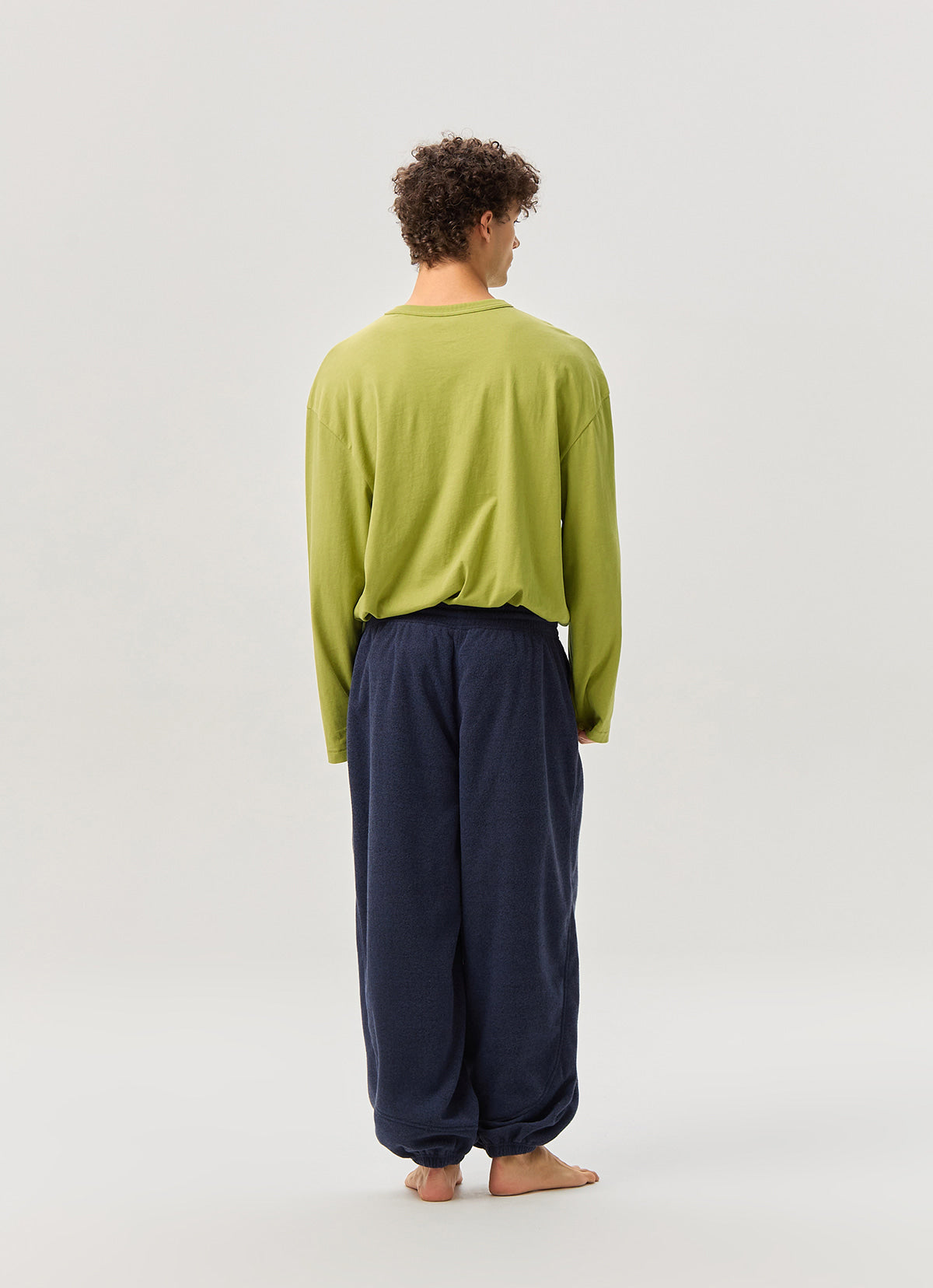 Diagonal jogger pants (Fleece ver.) (Unisex)_Blue Multi