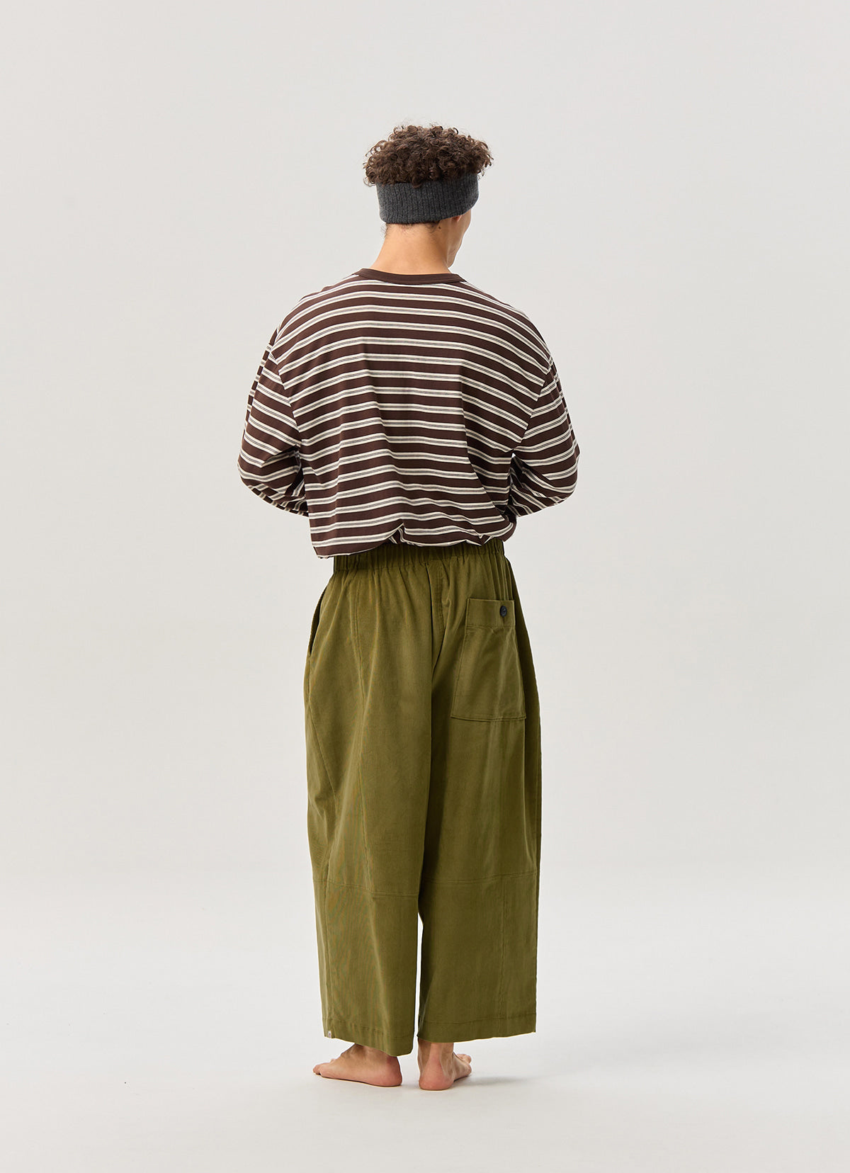 Wide panel pants (Corduroy ver.) (Unisex)_Olive